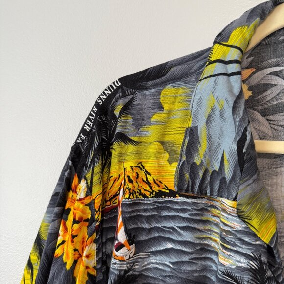 Hawaiian Button-Up Shirt 2X Dunns River Tropical Print Palm Trees Flowers - Picture 3 of 7